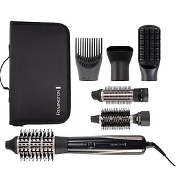 Фен-щітка Remington Blow Dry & Style Caring, 1200Вт, 2 режими, іоніз-я, хол. обдув, кейс для зберігання, кераміка, чорно-золотий - мініатюра 5