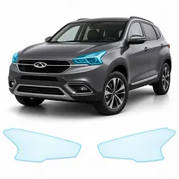 Антигравійна захисна бронеплівка за лекалами для Chery Tiggo 7 I 2016-2020 - оптика (фари та ПТФ)