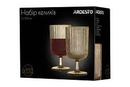 Набір келихів Golden Moon, 300мл, 2шт, скло, золотистий ARDESTO kuh0014663 - мініатюра 5
