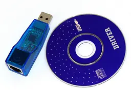 Адаптер Dynamode USB-RJ45 Lan Ethernet, чіпсет Realtek RTL8150B, пластик блакитний