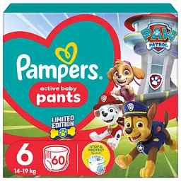 Подгузники Pampers Extra Large Размер 6 (14-19 кг) Paw Patrol 60 шт (8006540863657)