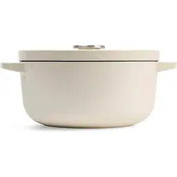 Каструля KitchenAid Cast Iron чавунна з кришкою 22 см 3.3 л мигдальний крем (CC006056-001) - мініатюра 2