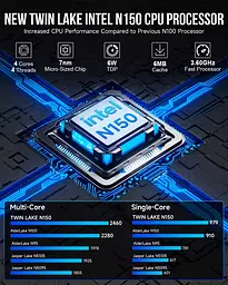 Неттоп GMKtec NucBox G3 Plus Titanium Grey N150 16Gb DDR4 512Gb SSD NVMe Graphics 2.5GLan 4xUSB 3.2 2xHDMI Windows 11 Pro кріплення VESA у комплекті - мініатюра 3