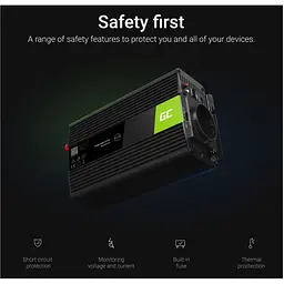 Перетворювач напруги інвертор Green Cell 12V на 230V 1000W/2000W чиста синусоїда - мініатюра 2