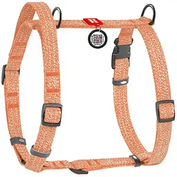 Шлея для собак Waudog Re-cotton H-подібна з QR паспортом світловідбиваюча L 60-85 см помаранчева