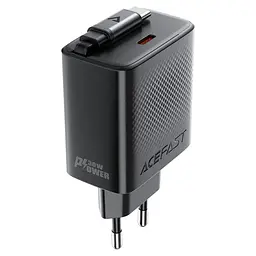 МЗП Acefast A110 GaN With Retractable Cable Type-C PD30W (1USB-C) Black - мініатюра 2