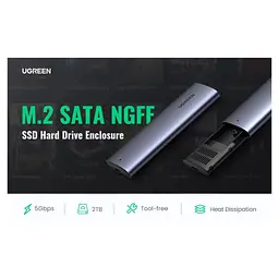 Кишеня зовнішня Ugreen USB-C to M.2 B-Key/M+B Key SSD 5Gbps SATA 3.0 aluminum 0.5m (10903) - мініатюра 8