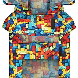 Дощовик-накидка з капюшоном для собак WAUDOG Clothes, малюнок "Блоки",L, А 48-52 см, B 60-70 см, С 42-52 см - мініатюра 4