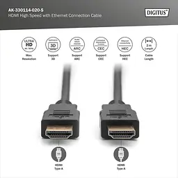 Кабель HDMI високошвидкісного з'єднання, тип A, з Ethernet M/M, 2,0 м, AK-330114-020-S DIGITUS by ASSMANN - мініатюра 3