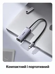 Мережевий адаптер Ethernet UGREEN CM483 зовнішня мережева карта з USB-C 3.1 Gen 1 на порт RJ45 до 1000 Мбіт/с для Windows macOS Linux та iPadOS із підтримкою Switch без встановлення драйверів у Windows 11/10/8.1/8 macOS та iPadOS з індикаторами живлення та передавання даних з вбудованим кабелем в обплетенні на чипі AX88179A сіро-чорний (40322) - мініатюра 5