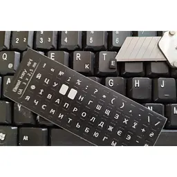 Наклейка на клавіатуру BestKey мініатюрна непрозора чорна, 56, срібний (BKm4SIL/044) - мініатюра 2