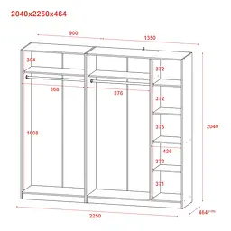 Шафа для одягу Doros Промо Антрацит 2+3 ДСП 225х48х204 (42005335) - мініатюра 6