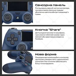 Бездротовий геймпад Sony DualShock 4 Midnight Blue для PS4/PC/Смартфону - мініатюра 4