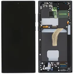 Дисплей Samsung S908 Galaxy S22 Ultra 5G чорний, OLED (Small LCD), з рамкою, Phantom Black