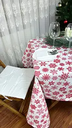 Водовідштовхувальна Скатертина з принтом Чарівні сніжинки 170х120 см Білий - мініатюра 7