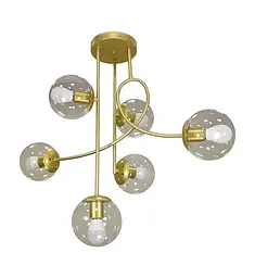 Люстра стельова Levistella 752L7914-6 GD+CL, 6 плафонів, E27, золотий + прозорий, сучасний стиль для дому