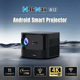 Проєктор H96 max B12 LED LCD FullHD 330AL 16:9 H700 2G/16G Android 11.0 HDMI Wi-Fi BT чорний - мініатюра 3