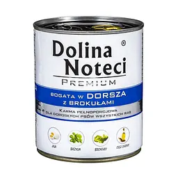 Вологий корм для собак Dolina Noteci Premium з тріскою та броколі, 800 г