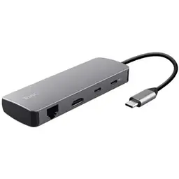 Адаптер Trust Dalyx 8in1 USB-C> 1xUSB-А 3.2/USB-A 2.0/2xUSB-С/HDMI/Ehernet/SD/microSD, Алюміній, 0. teh0018493