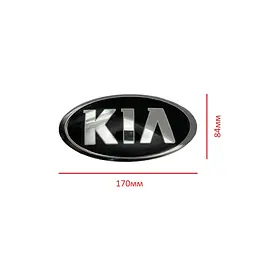 Емблема Kia СТАРОГО ТИПУ Чорна (старий шрифт) 170x84 мм (хромований обідок) Пластикова (на скотчі + 3 ніжки) (Заводська) - мініатюра 2