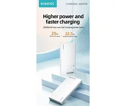 Зовнішній акумулятор Romoss Power Bank 20000 mAh 22.5 W Fast Charge PD QC - мініатюра 4