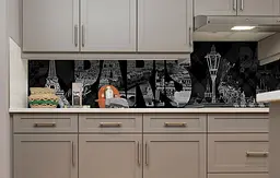 Вініловий кухонний фартух Париж наклейка для кухні ПВХ місто в тексті Архітектура Чорний Happy Pocket Z181666 - мініатюра 5