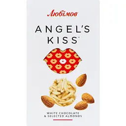 Конфеты шоколадные Любимов Angel's kiss белые с миндалем, рисовыми шариками и кокосовой стружкой 100 г