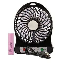 Вентилятор настільний акумуляторний 18650 USB діаметр 10см Portable Fan Mini чорний