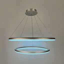 LED люстра підвісна в подвійному кільцевому корпусі Ø 65+83 см | Line F | Арт. MJ342-800+600 Ice Flower Silver - мініатюра 5