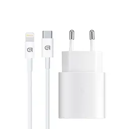 Зарядний пристрій для смартфона та планшета, AR-TA800W 25W White з портом USB-C та кабелем USB-C to Lightning в комплекті, підтримка Fast Charge, швидка зарядка для iPhone та iPad, ArmorStandart (ARM77719)