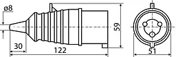 Вилка переносна 16А P3 IP44 ВП АСКО-УКРЕМ (A0080010001) - мініатюра 3