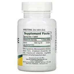 Ниацин (B-3) Niacinamide 500 mg 90 таблеток NaturesPlus vit0005302 - миниатюра 2