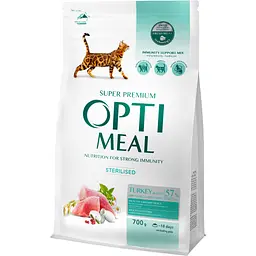 Сухий корм для кішок Optimeal для стерилізованих/кастрованих індичка та овес 700 г (4820215369633)