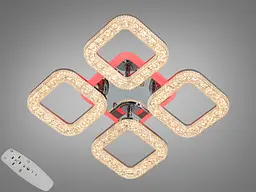 Люстра стельова LED Diasha S2205/4HR, 50W, 3200K-6000K, хром, сучасний стиль, з пультом, димер, акрил