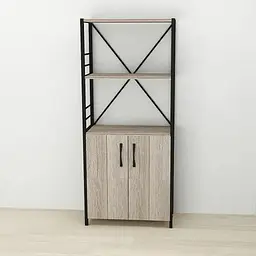 Етажерка 3/60 Ferrum-decor Серії Конект із тумбою 144x60x28 Чорний ДСП Сонома Трюфель (FRD-104446)