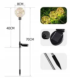 Ліхтарі Sun Lamp на сонячних батареях садові 20LED 2 шт - мініатюра 5