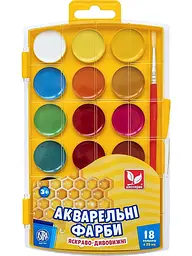 Фарби акварельні 18 кол. ШКОЛЯРИК медові (302023004-UA)