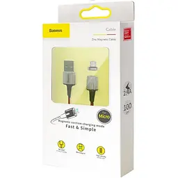 Кабель Baseus Zinc Magnetic Cable USB to MicroUSB USB 2.4A 1m CAMXC-A01 Black - мініатюра 2