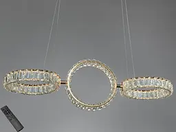 Кришталева LED-люстра кільця Diasha D8893/250x3B G, 68W, пульт, золото, 82 см - мініатюра 2