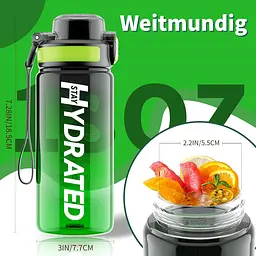 Пляшка для води Hydrated Water Bottle 1000 мл Tritan Green Black - мініатюра 3