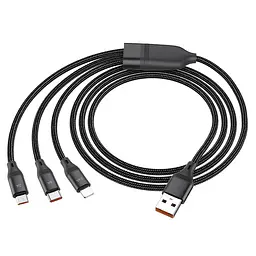 Дата кабель Hoco U104 Ultra 6A 3in1 Lightning-MicroUSB-Type-C (1.2m) Чорний - мініатюра 4