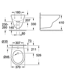 Біде підвісне Grohe Bau Ceramic 39433000, Білий - мініатюра 6