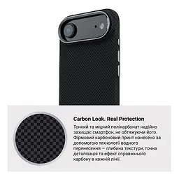Карбоновый чехол для Apple iPhone 17 Air, LikeCarbon2 MagCase, черный, тонкий защитный чехол-панель из поликарбоната с магнитами N52, MagSafe, противоударный, совместим с беспроводной зарядкой, приподнятые края для защиты камеры, ArmorStandart (ARM88380) - мініатюра 7