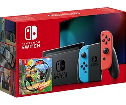 Ігрова консоль Nintendo Switch Neon Blue-Red Upgraded version + Ring Fit Adventure - мініатюра 5
