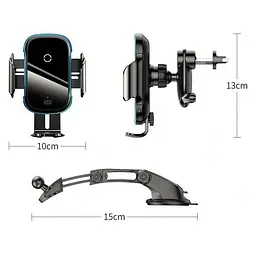 Автотримач із бездротовою зарядкою Baseus Light Electric Holder Wireless Charger 15W - мініатюра 6