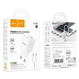МЗП Hoco C146A Charm PD20W (1USB-C) + кабель Type-C to Type-C White - мініатюра 2
