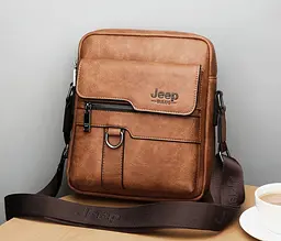 Сумка чоловіча через плече планшет світло-коричнева повсякденна Jeep (722)