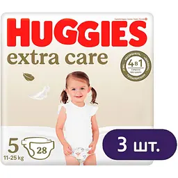 Підгузки Huggies Extra Care Jumbo 5 (11-25 кг) 84 шт (3 уп. по 28 шт.)