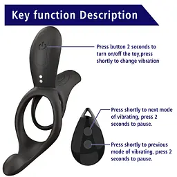 Вібраційне кільце - Erospace Men’s Play Vibrating Cock Ring With Clitoral & Taint Stimulation B11 - мініатюра 9