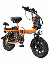 Електровелосипед Minako Mini 16" двомісний (1000W, 24Ah) + Пасажирське сидіння Помаранчевий